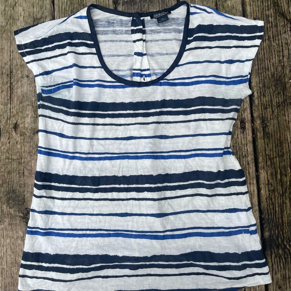 Lucky Brand Navy and White Striped Tee